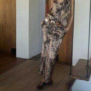 NWT ZARA WRINKLE LOOK PRINTED SKIRT ZW COLLECTION LEOPARD / TAUPE BROWN